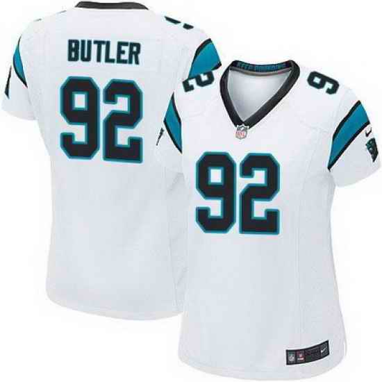 Nike Panthers #92 Vernon Butler White Womens Stitched NFL Elite Jersey